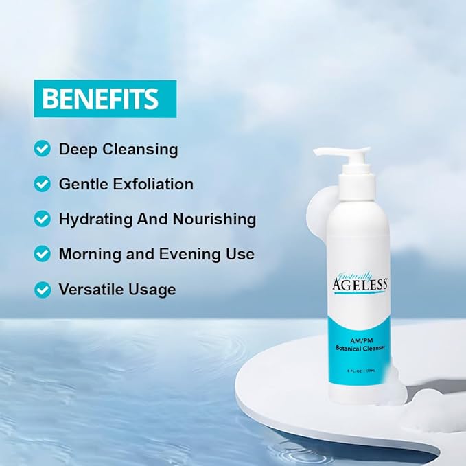 Instantly Ageless AM/PM Botanical Facial Cleanser - Beauty Product Skin Care, Face Cleanser For Women and Men - 6 Fl oz. (177ml) Pump Bottle