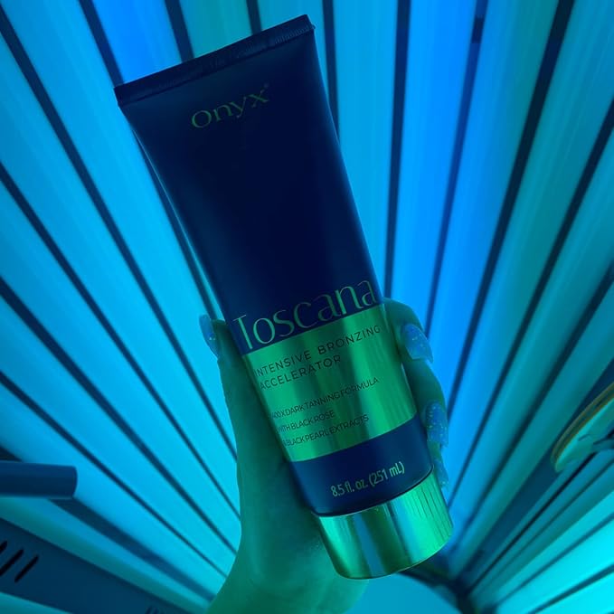 Onyx Toscana Intensive Bronzing Accelerator | Bronzing Tanning Lotion for Tanning Beds | Streak & Stain Free Tanning Lotion for Indoor Outdoor | Face & Body Lotion for Sensitive Skin - 8.5 fl oz