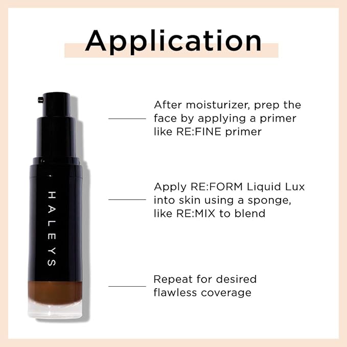HALEYS RE:FORM Liquid Lux Foundation (8.50) Vegan, Cruelty-Free Long-Lasting Wear