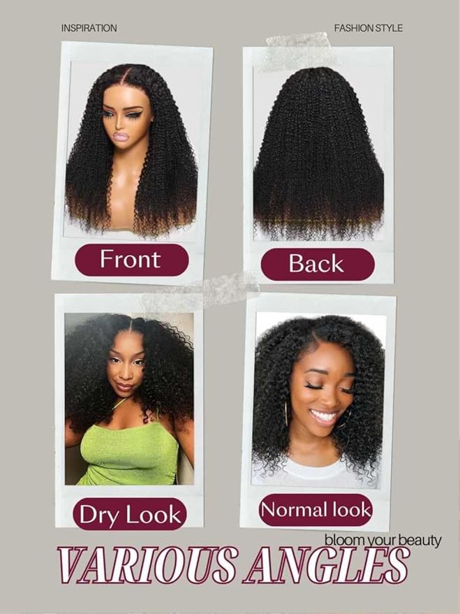 Beauty Forever 7X5 Bye Bye Knots Wear and Go Kinky Curly Wigs Precut Lace Front Wig Human Hair Glueless Wig,Put on and Go Beginner Wigs 150% Density Natural Color 18 Inch