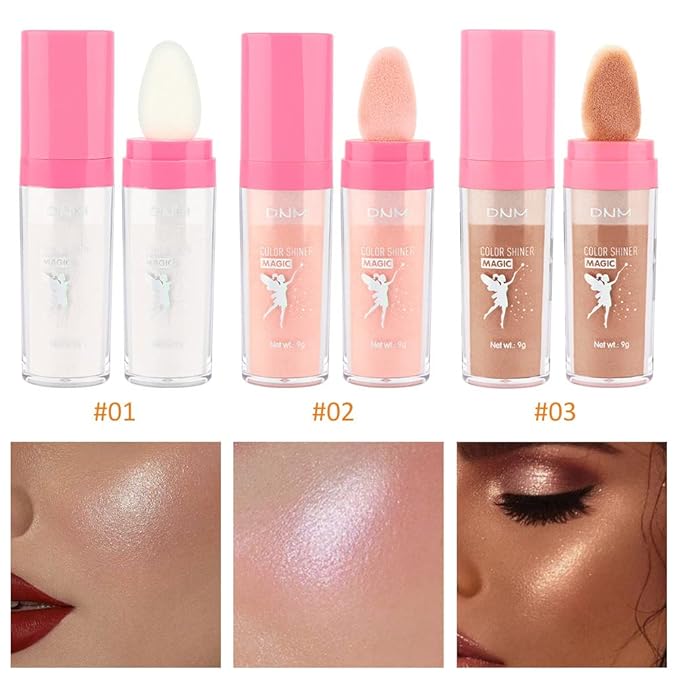 evpct 3Pcs Glitter Highlighter Powder Stick Make up Shimmer Stick