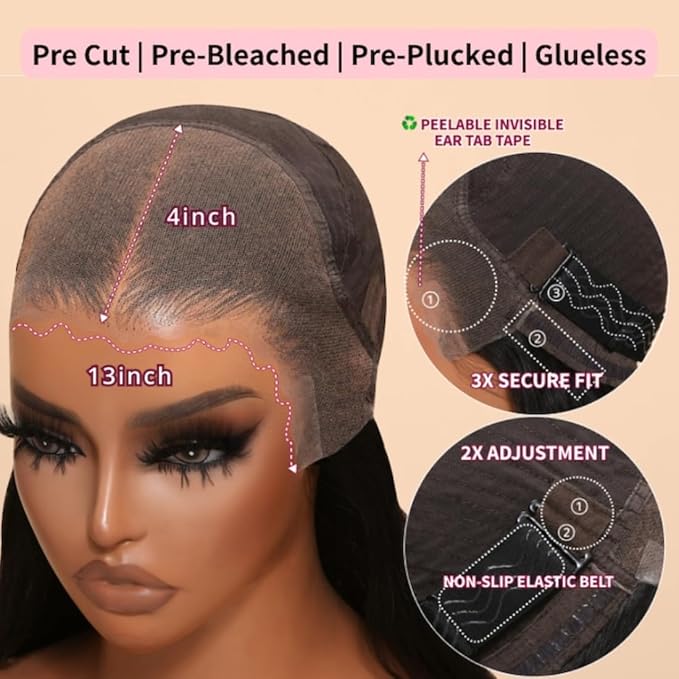 Beauty Forever Kinky Curly 13x4 Pre Everything Glueless Frontal Wig Pre Cut Lace Front Wigs Bye Bye Knots Put on and Go HD Lace Human Hair Wig Pre-Bleached Knots Pre Plucked 150% Density 16 Inch