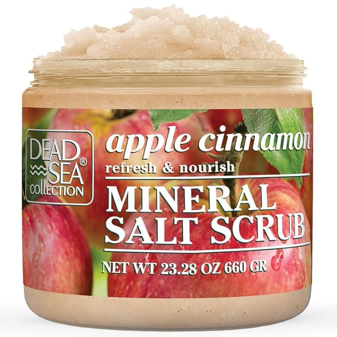 Dead Sea Collection Apple Cinnamon Salt Scrub – Exfoliating Body Scrub for Women – Moisturizing and Nourishing Skin – with Pure Oils and Dead Sea Minerals (23.28 Oz)