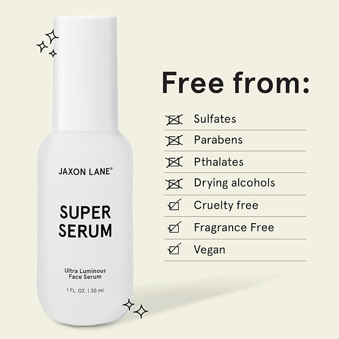SUPER SERUM Anti Aging Serum for Face: 5% Niacinamide Serum, Bakuchiol Serum, Vitamin C Face Serum for Men Korean Skin Care Tranexamic Acid Textured skin treatment, Pore Minimizer JAXON LANE 4 Bottles