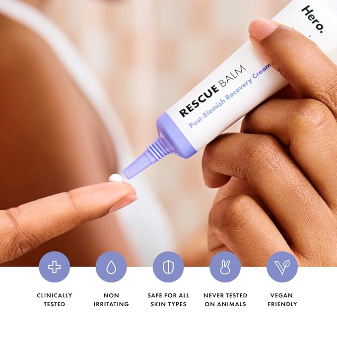 Rescue Balm Post-Blemish Recovery Cream from Hero Cosmetics - Intensive Nourishing and Calming for Dry, Red-Looking Skin - Dermatologist Tested and Vegan-Friendly (15 ml, 0.5 fl. oz)