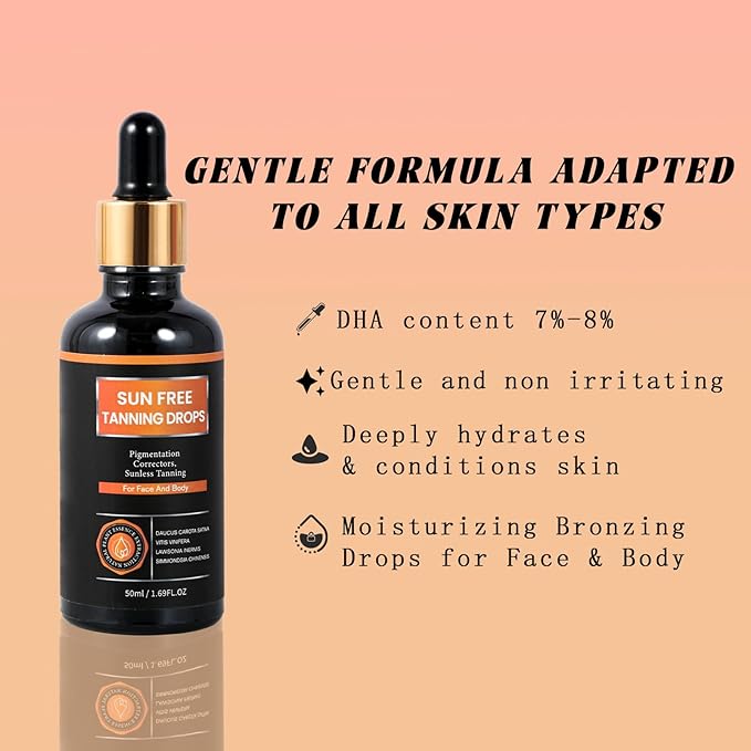 Sun Free-Self Tanning Drops-Plant extraction formula-For All Skin Types.Adjust usage frequency to achieve your preferred skin tone