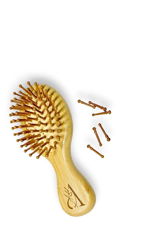 3 Pcs. Bamboo Hair Brush Set for Hair Growth, Detangling Brush, Scalp Massager with Natural Bamboo Bristles & Paddle Brush - For all hair types; Curly, Straight & Wavy - For Women, Men and Kids