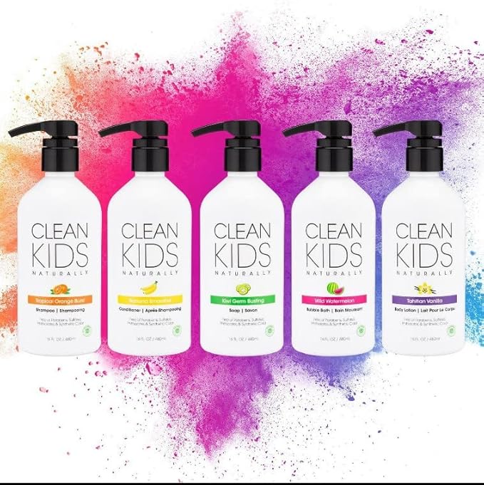 Clean Kids Naturally Tropical Orange Burst Shampoo, All-Natural, Gluten-free, Vegan, and Cruelty-free, Paraben-Free, EWG Verified, 16 oz (2 Bottles)