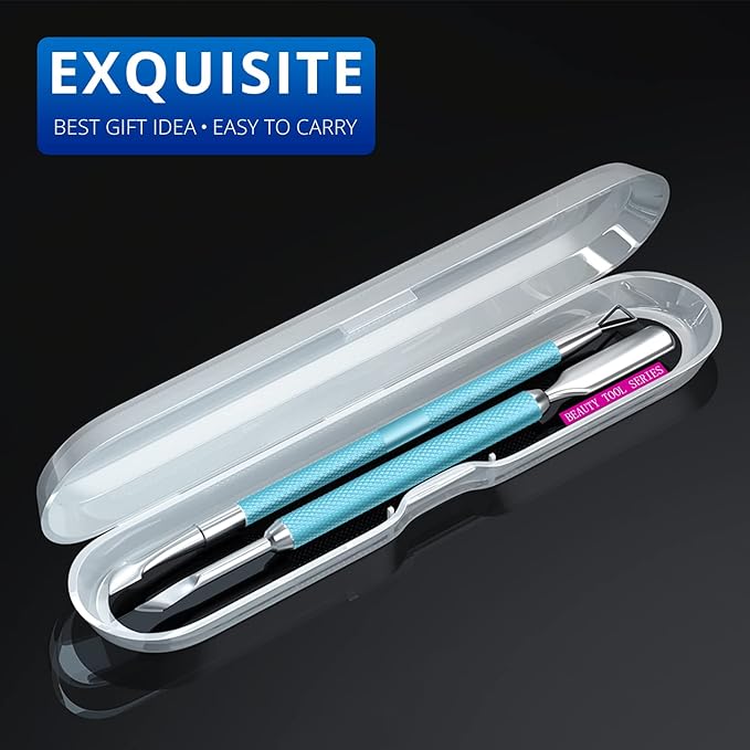2PCS MetalTurquoise/Lake Blue Cuticle Pusher