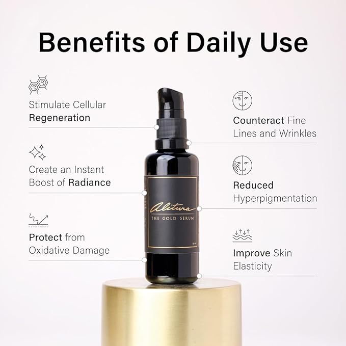 Alitura Anti-Aging Peptide & Collagen Gold Serum for Face – with Vitamin A, CoQ10 & Astaxanthin – Korean-Inspired Hydrating Serum for Wrinkles, Radiance & Firmness – 100ml