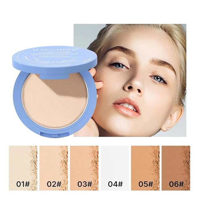 LAMUSELAND Pressed Powder Compact, Oil Control Brighten Skin Girls (JG06)