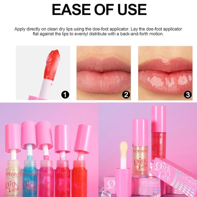 Red Cooling Jelly Lip Oil Gloss, Plump Moisturizing Cooling