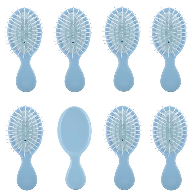 Bridesmaid Proposal Gifts 8 Pieces Mini Dry and Wet Travel Detangling Brush, Bachelorette Party Accessories, Dusty Blue