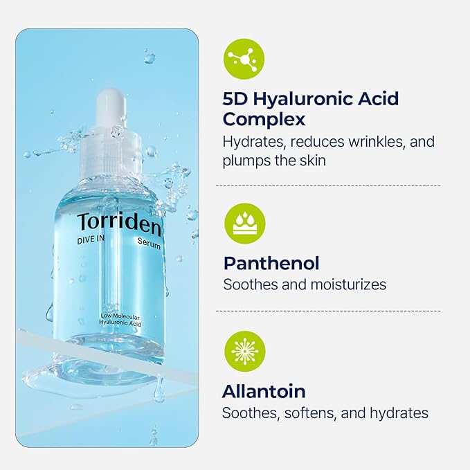 Torriden DIVE IN Serum 1.69 fl oz + refill pouch 1.69 fl oz | Deep Hydration to Get Glow Skin | Hyaluronic Acid, Panthenol, Allantoin | Korean Facial Serum