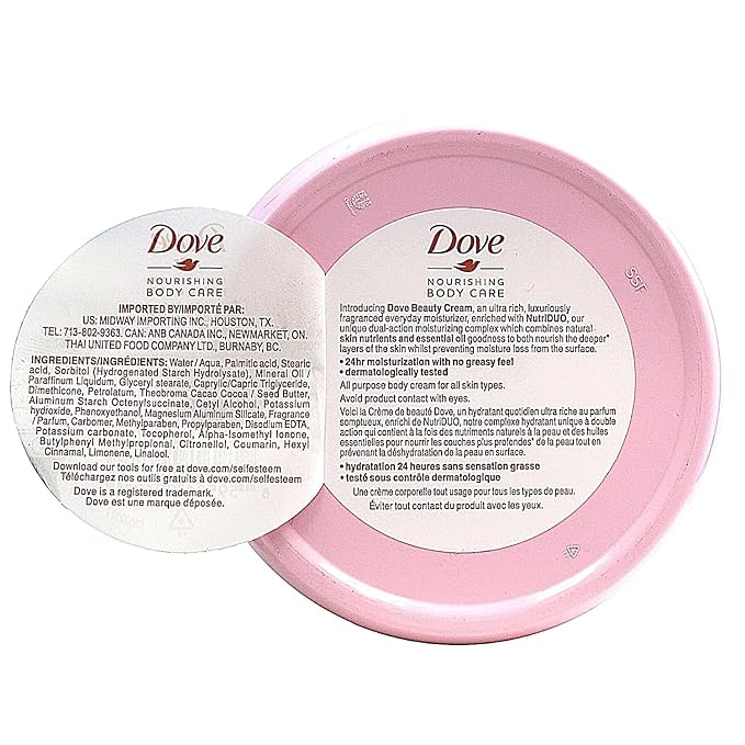 Dove Nourishing Body Care, Face, Hand, and Body Beauty Cream for Normal to Dry Skin Lotion for Women with 24-Hour Moisturization, 12-Pack, 5.07 Oz Each, Jar