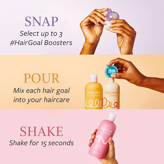 Function of Beauty Wavy Hair Add-In Booster Treatment Bundle – Hair Goals Include Anti-Frizz, Strengthen & Shine #HairGoal Boosters