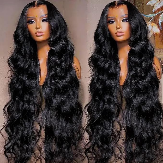 13x6 Full Frontal HD Lace Wig 0.11mm Ultra-thin Invisible HD Lace Front Wigs Human Hair Pre Plucked Bleached Knots 180% Density Body Wave Wigs For Women 26 Inch