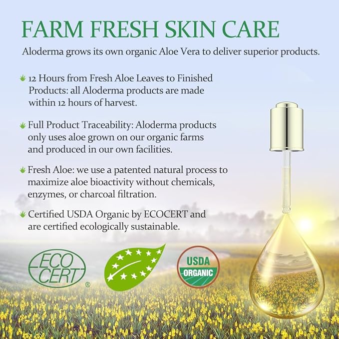 Aloderma Organic Aloe Vera Gel for Face Made within 12 Hours of Harvest, 96% Pure Aloe Vera Gel for Skin, Scalp, & Hair, Soothing Aloe Face Moisturizer, Multipurpose, Hydrating Aloe Gel, 7oz, 3-Pack