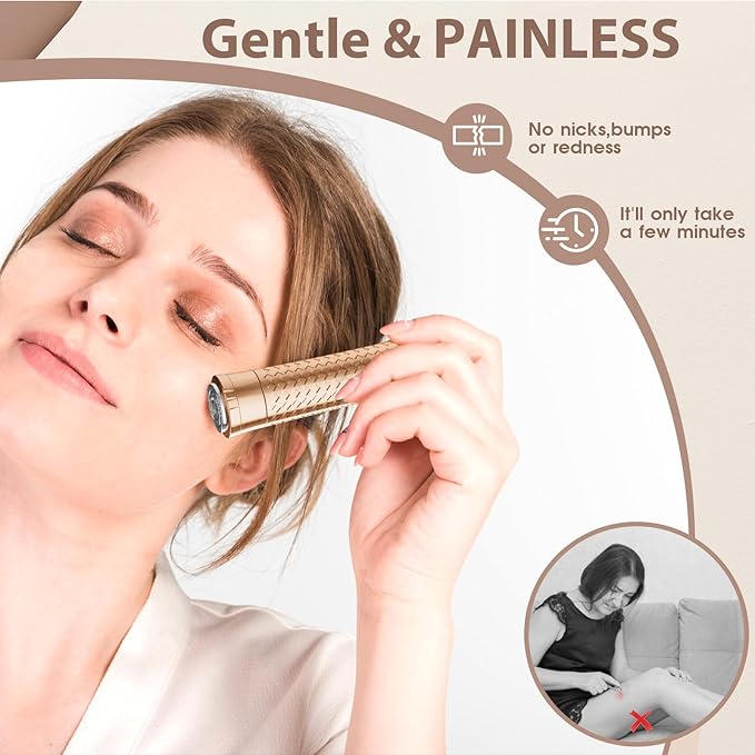 Upgrade Facial Hair Removal for Women, Rechargeable Hair Removal Device, Painless Face Electric Razor/Shaver for Lip, Arms, Face, Peach Fuzz (Black)