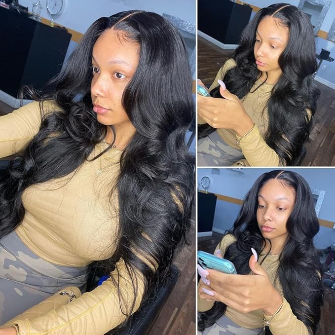 Body Wave Lace Front Wigs Human Hair 5x5 HD Lace Closure Wigs Human Hair Pre Plucked 180% Density Glueless Wigs For Black Women Human Hair (5x5 Lace Closure Wig,14 Inch)