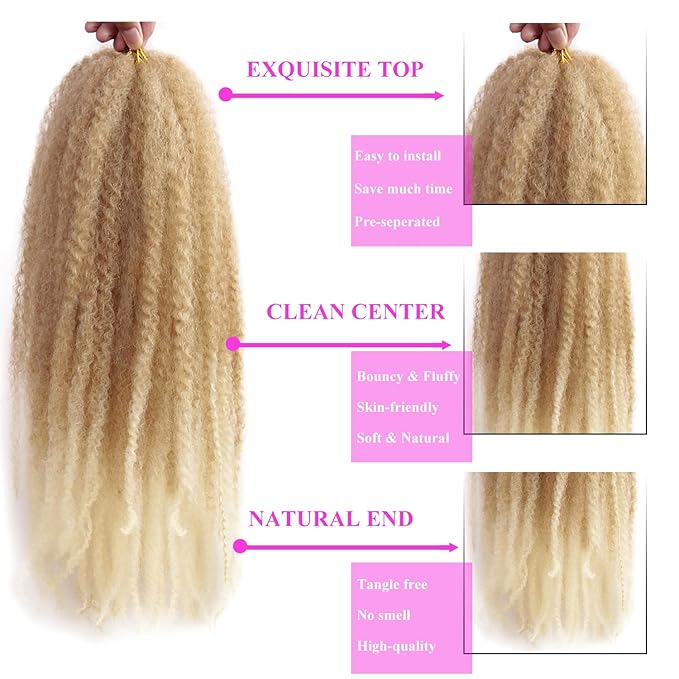 Marley Twist Braiding Hair 18 Inch 8 Packs โ Long-Lasting Marley Hair, Fluffy&Tangle-Free Cuban Twist Hair for Braiding, Natural Look Synthetic Spring Afro Kinky Twist Hair Extensions (27/613)