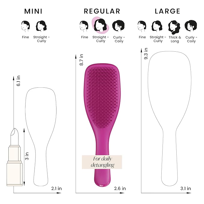 Tangle Teezer Ultimate Detangler Brush for Wet & Dry Hair, Eliminates Knots & Reduces Breakage for All Hair Types, Electric Raspberry