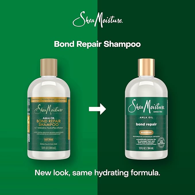 SheaMoisture Bond Repair Shampoo Amla Oil Deeply Cleanses and Removes Build Up to Repair Hair Bonds with Hydroplex Technology and Amla Oil with Restorative HydroPlex Infusion 13fl oz
