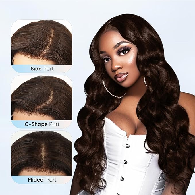 Chocolate Brown Lace Front Wig,13x6 HD Brown Body Wave Lace Frontal Wigs Human Hair Pre Plucked with baby hair, 210% Density Colored brown wig human hair for Women 24 inch