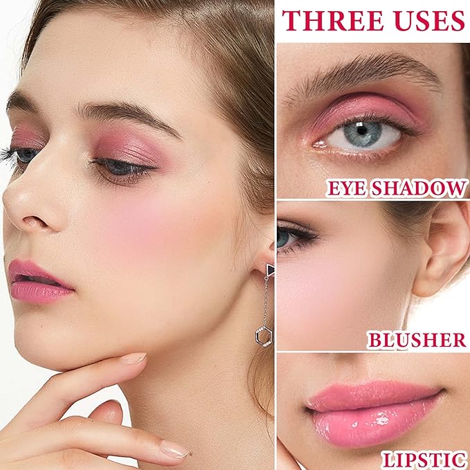 Cream Blush Stick,Blush Stick for Cheeks with Contour Tea Pink)