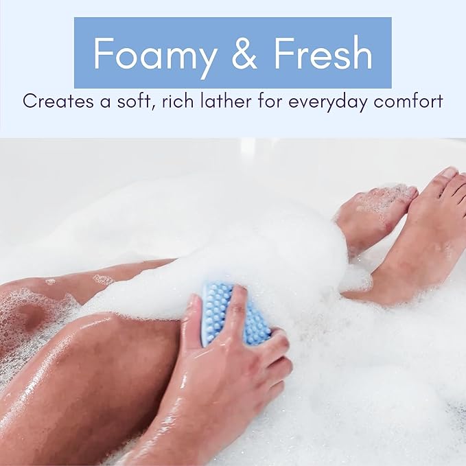 Avilana Silicone Body Scrubber – Dual-Sided Exfoliator for Men & Women, Gentle Loofah Alternative, Easy-to-Clean Silicone Shower Scrubber(Blue with Silver)