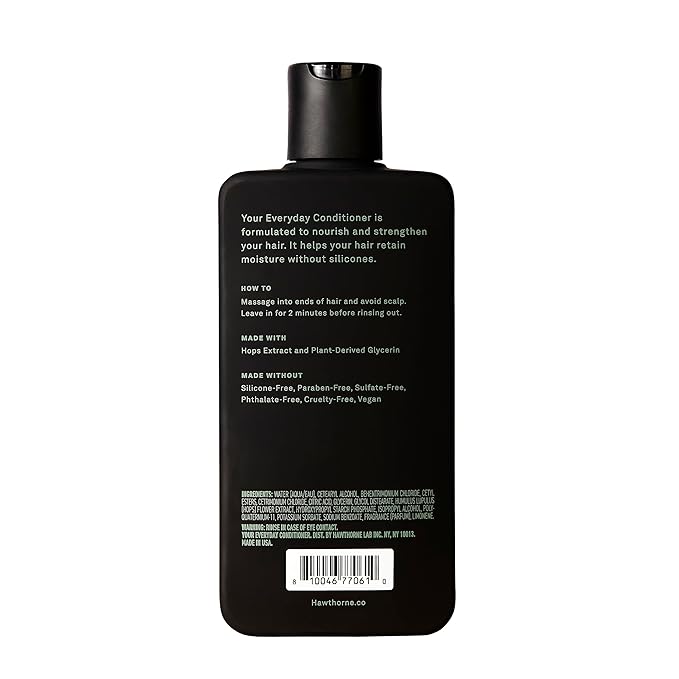 Hawthorne Men's Everyday Conditioner. For Stronger, Smoother, Healthier Hair with Plant-Derived Glycerin. Mint and Eucalyptus Scent. Natural, Sulfate Free, Paraben Free. 2-Pack.