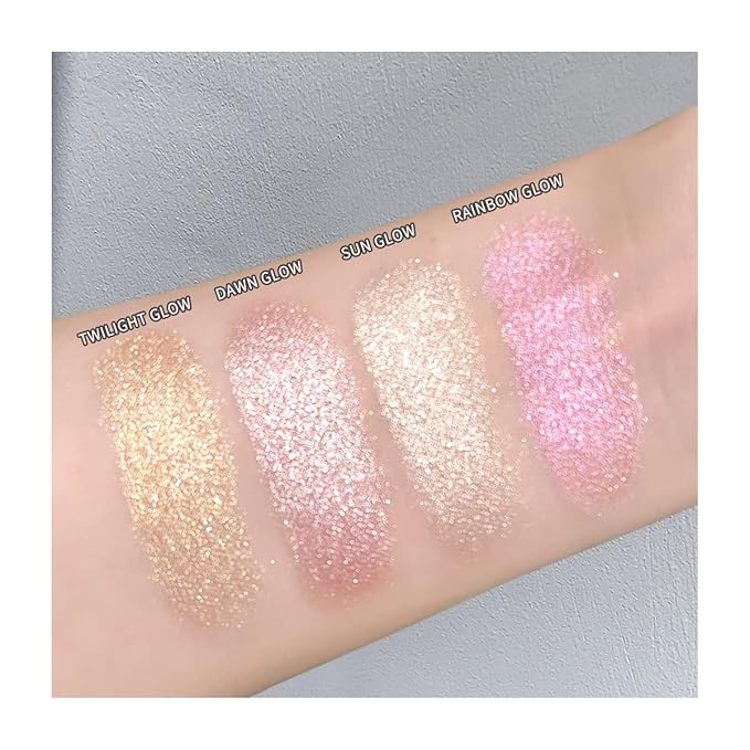 ELESSY Highlighter Makeup Palette Long Lasting Face Highlighter Tones-RAINBOW GLOW