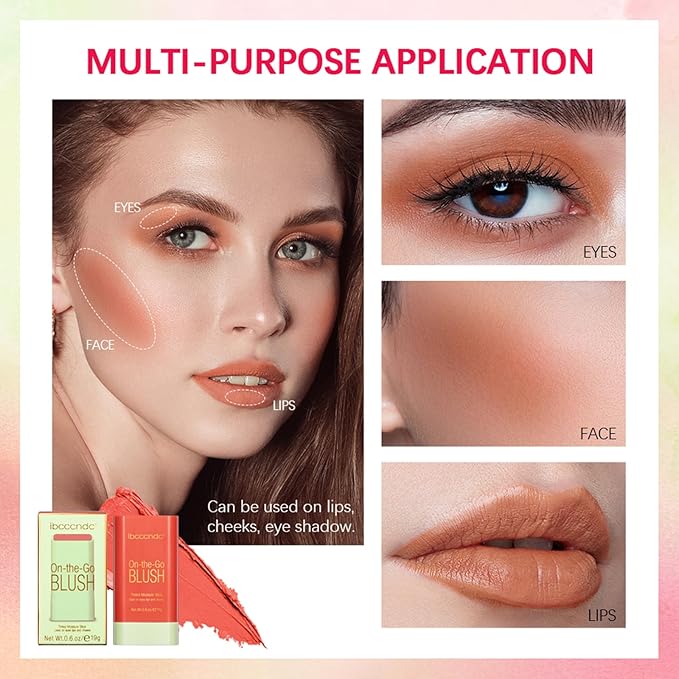 MEICOLY Multi Use Makeup Blush Stick,On-the-Go 2-in-1 Lip Cheek Cream Blush Stick,Waterproof Solid Face Blush Makeup Cheek Tint,Natural Matte Blush Stick for Cheeks,Tinted Moisture Stick,01 Shy Pink