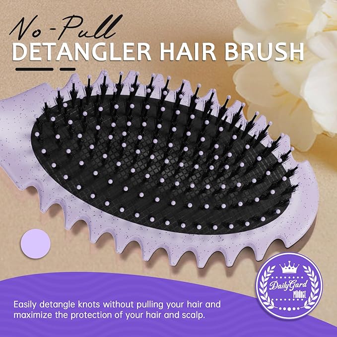 Curl Defining Hair Brush, Wet Hair Brush for Women and Men, Detangler Hairbrush for Wet & Dry, Styling Brush for Curly Hair, Shaping and Defining Curls for Long/Wavy/Damaged Hair, Purple