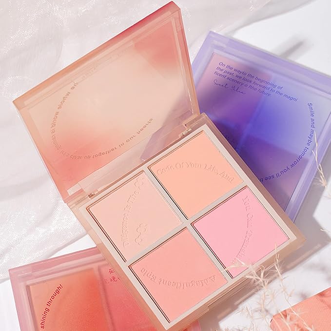Powder Blush,Metallic Makeup Powder Blush Long Lasting Smooth Blush Palette