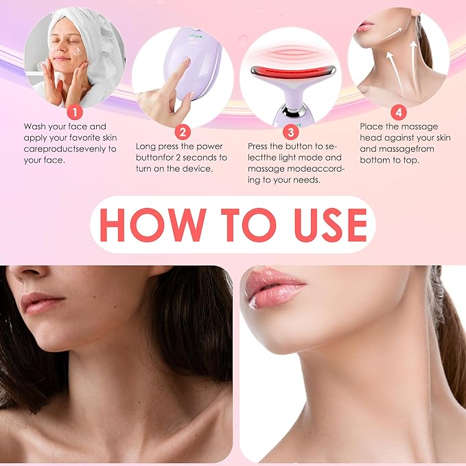 Facial Massager Red-Light-Therapy-for-Face and Neck, Face π² culpting Wand with 7 Color, Face Tool for Skin Care (Purple)