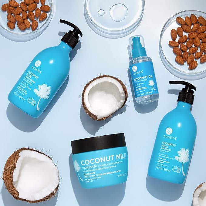 Luseta Coconut Milk Hair Mask 16.9 oz Hydrating Hair Treatment Repair & Restore Damaged Hair, Sulfate Free
