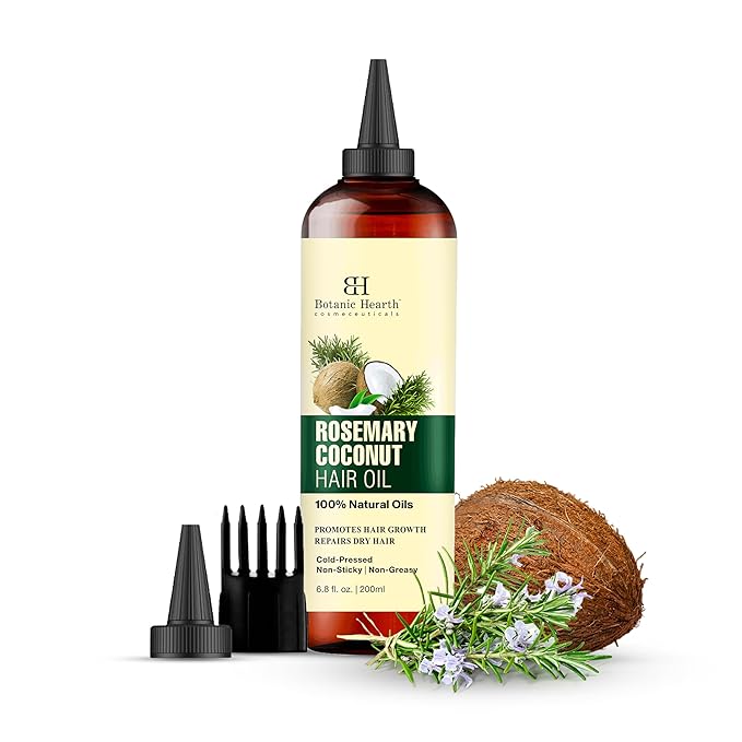 Botanic Hearth Rosemary, Coconut & Avocado Hair Oil with Biotin (6.7 fl oz) | Nourishing Hair Growth & Strengthening Formula | Promotes Healthy, Shiny Hair | Suitable for All Hair Types