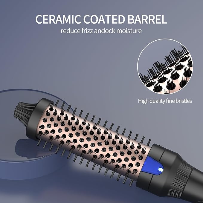 K&K Ceramic Tourmaline Ionic 1.25 Inch Heated Curling Brush - Volumizing Hot Brush for Root Volume, Loose Curls and Styling