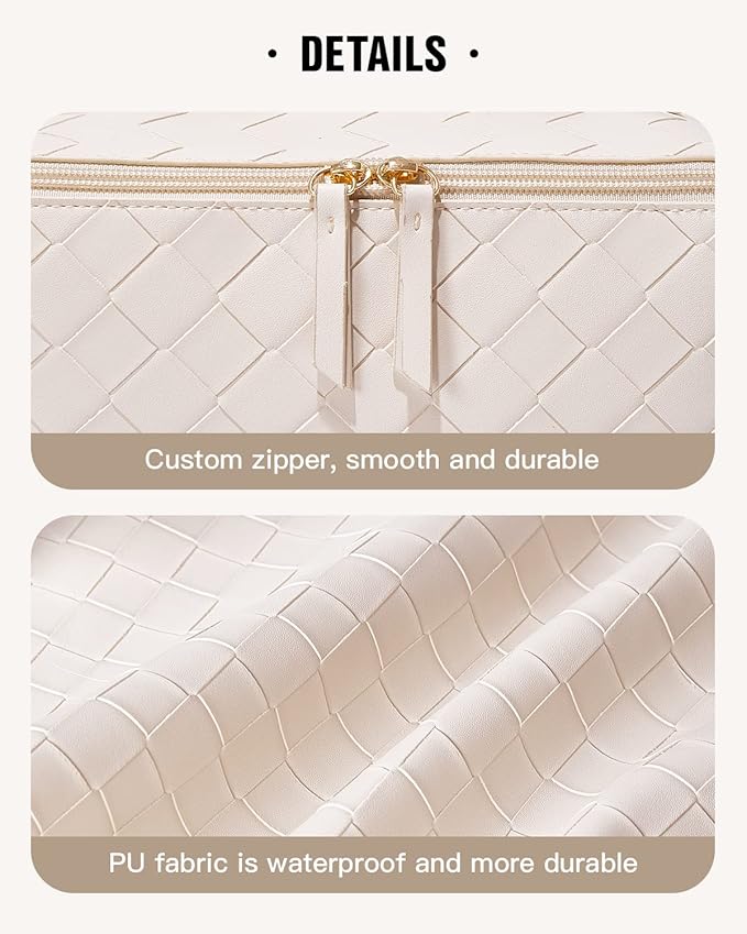 EACHY Travel Makeup Bag,Large Capacity Cosmetic Bags for Women,Waterproof Portable Pouch Open Flat Toiletry Bag Make up Organizer with Divider and Handle