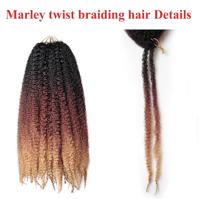 Marley Twist Braiding Hair 18 Inch 8 Packs โ Long-Lasting Marley Hair, Fluffy&Tangle-Free Cuban Twist Hair for Braiding, Natural Look Synthetic Spring Afro Kinky Twist Hair Extensions (T1B/30/27)