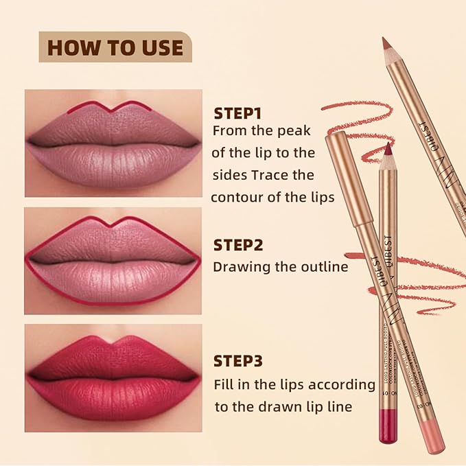 12PCS Matte Lip Liner Set,Waterproof Lipstick Liner Slim,High Slim,High