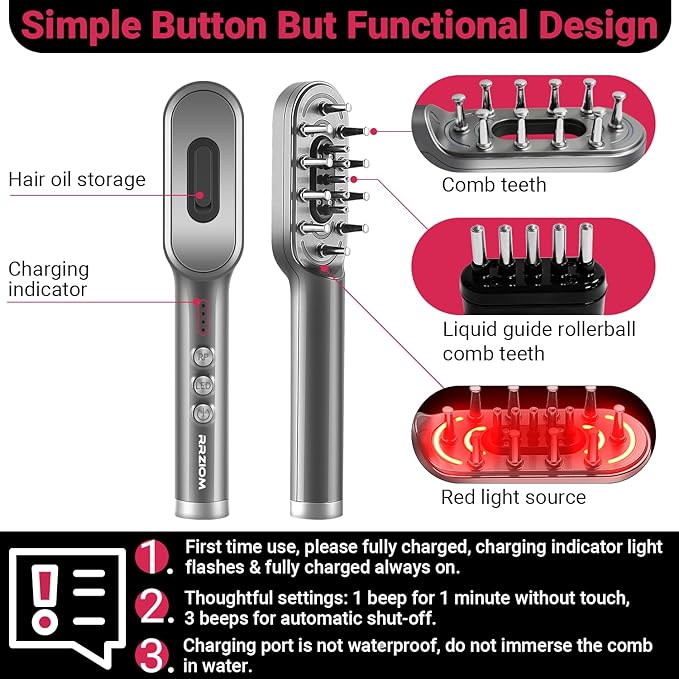 Hair Growth Comb - RRZIOM Red Light Comb for Women and Men