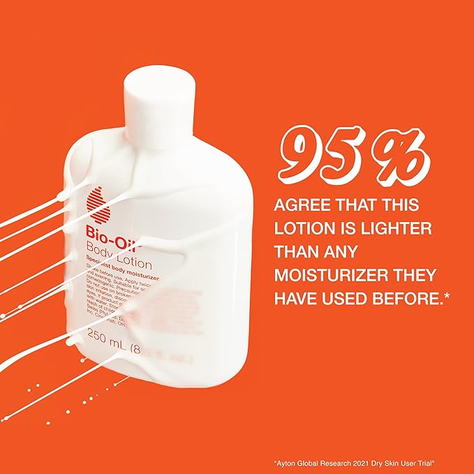 Bio-Oil Moisturizing Body Lotion for Dry Skin, Ultra-Lightweight High-Oil Hydration, with Jojoba Oil, Rosehip Oil, Shea Oil, and Hyaluronic Acid, 8.5 oz