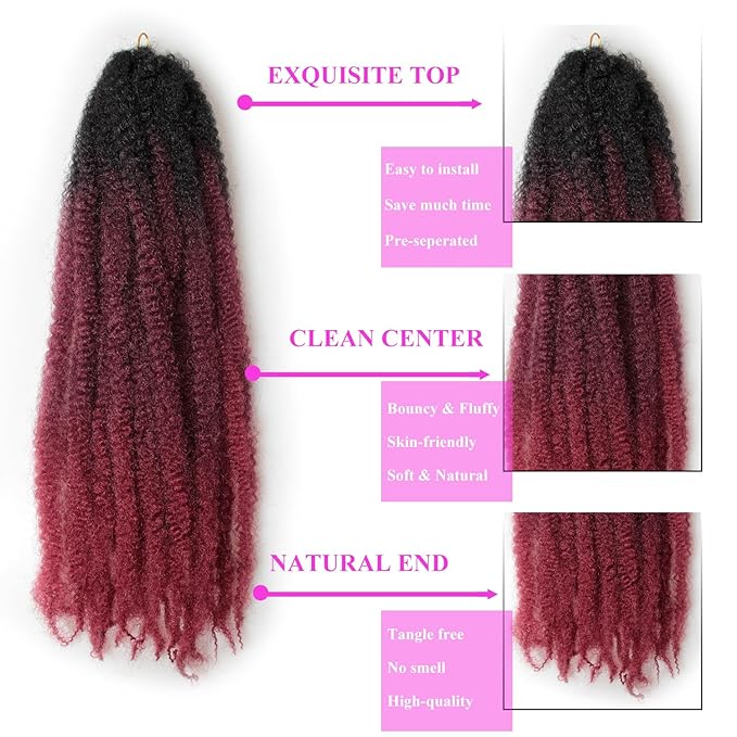 Marley Twist Braiding Hair 24 Inch 8 Packs โ Long-Lasting Marley Hair, Fluffy&Tangle-Free Cuban Twist Hair for Braiding, Natural Look Synthetic Spring Afro Kinky Twist Hair Extensions (T1B/99J/530)