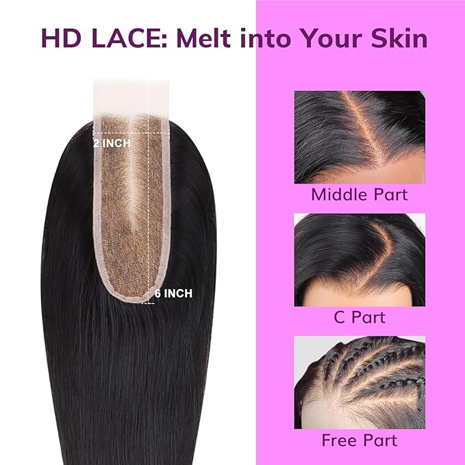 IDN BEAUTY SKINLIKE REAL HD 2X6 Lace Closure Human Hair Straight 18 Inch Bleached Single Knots Ultra-thin 2x6 HD Lace Closure Virgin Human Hair 0.1 mm Pre Plucked Hairline