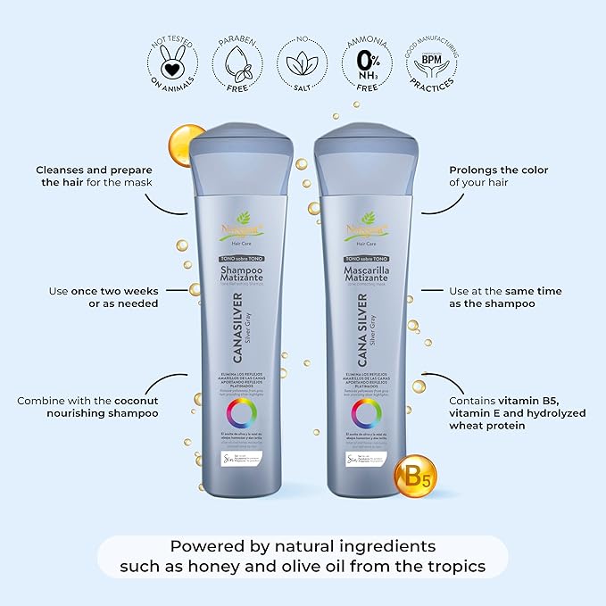 Naissant Icy Cool Blonde Hair Purple Toning Mask | Eliminates Brassiness | Neutralizes Yellow & Orange Tones | Paraben,Ammonia & Sulfate Free | Pro-Vitamin B5, Olive Oil & Honey (Cana Silver) 10.1FlOz