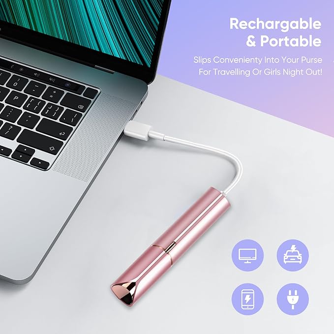 Facial Hair Remover for Women- as Seen on TV Painless Face Shaver -Mini Hair Remover, Electric Razor Shaver Portable Bikini Epilator for Lips, Chin, Armpit, Peach Fuzz, Fingers, Neck, Cheek(Rose Gold)