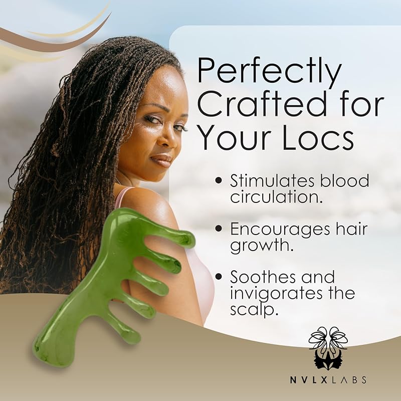 Loc Comb - Scalp Massager | Gua Sha Hair Care Inspired Wide Tooth Comb for Curls - Head Massager for Hair Growth, Hair Detangler for Women, Men By NVLX LABS