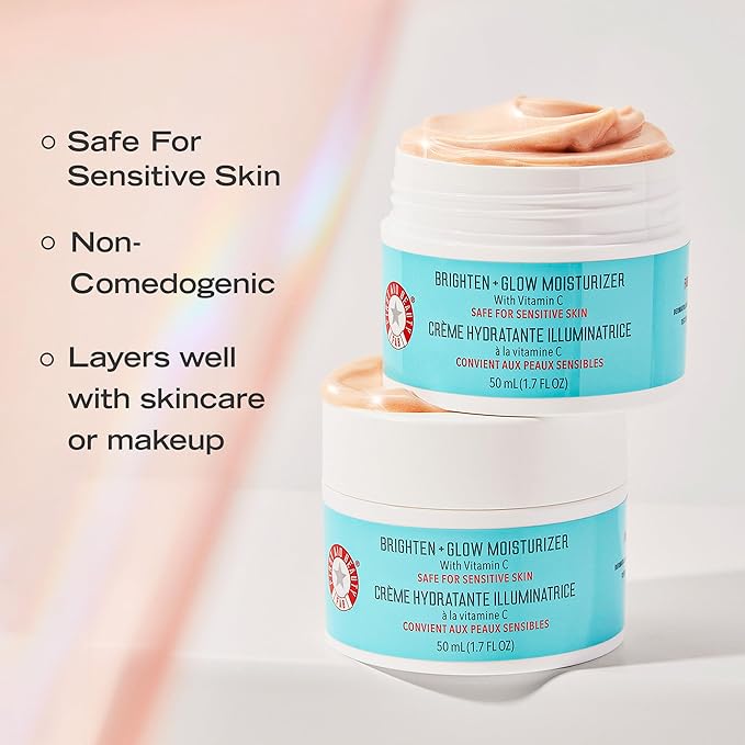 First Aid Beauty - Brighten + Glow Moisturizer with Vitamin C, Visibly Enhance Natural Healthy Glow for All Day Hydration, Lightweight Texture, Safe for Sensitive Skin, 1.7 oz